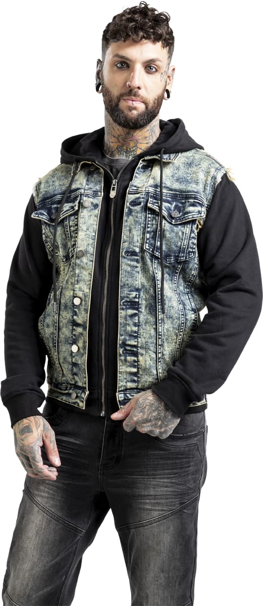 black-premium-kapuzenjacke-herren-schwarz-blau-reissverschluss-m image 3