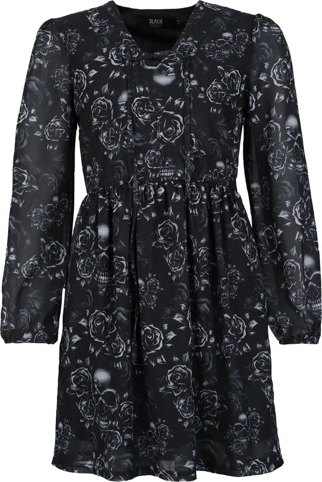 black-premium-by-emp-damen-kleid-schwarz-skull-roses-allover image 1