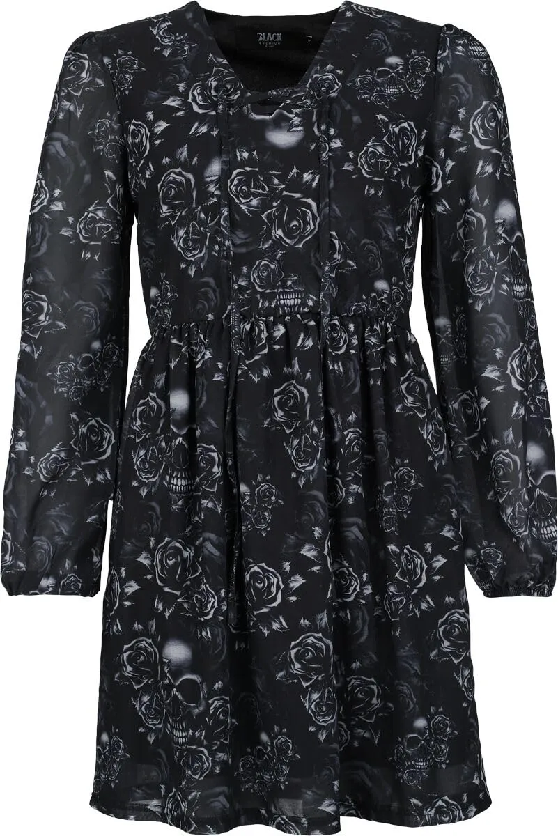 black-premium-by-emp-damen-kleid-schwarz-skull-roses-allover image 1