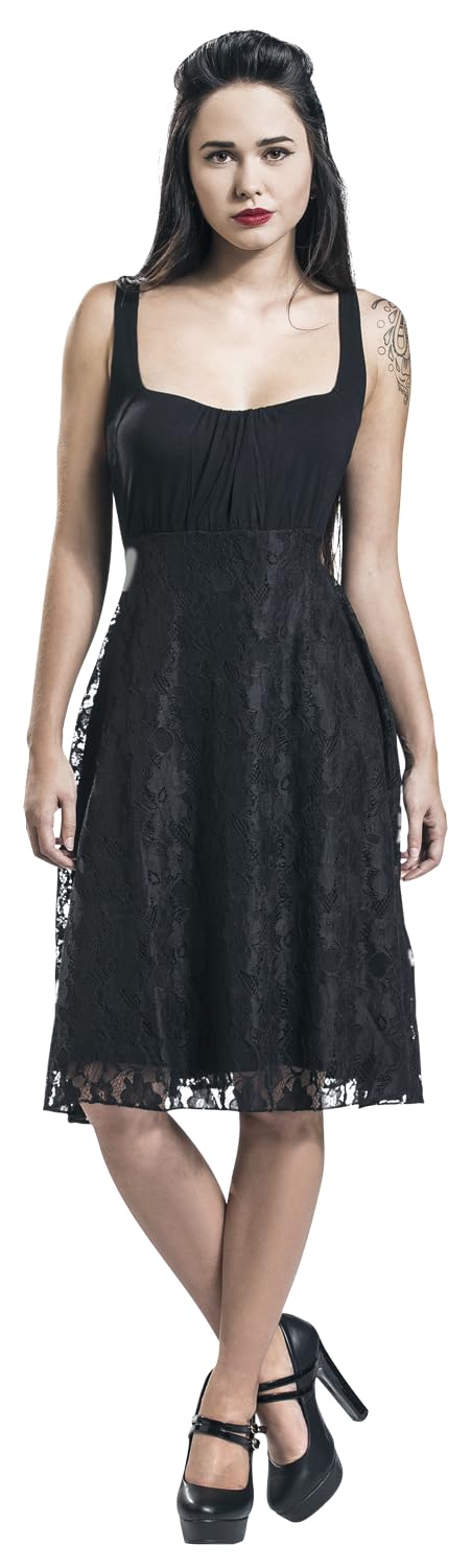 black-premium-by-emp-schwarzes-kleid-mit-spitzenrock-damen-m image 2