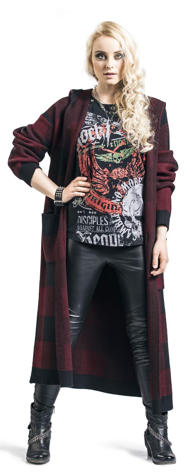 black-premium-cardigan-kariert-kapuze-schwarz-rot-5xl image 4