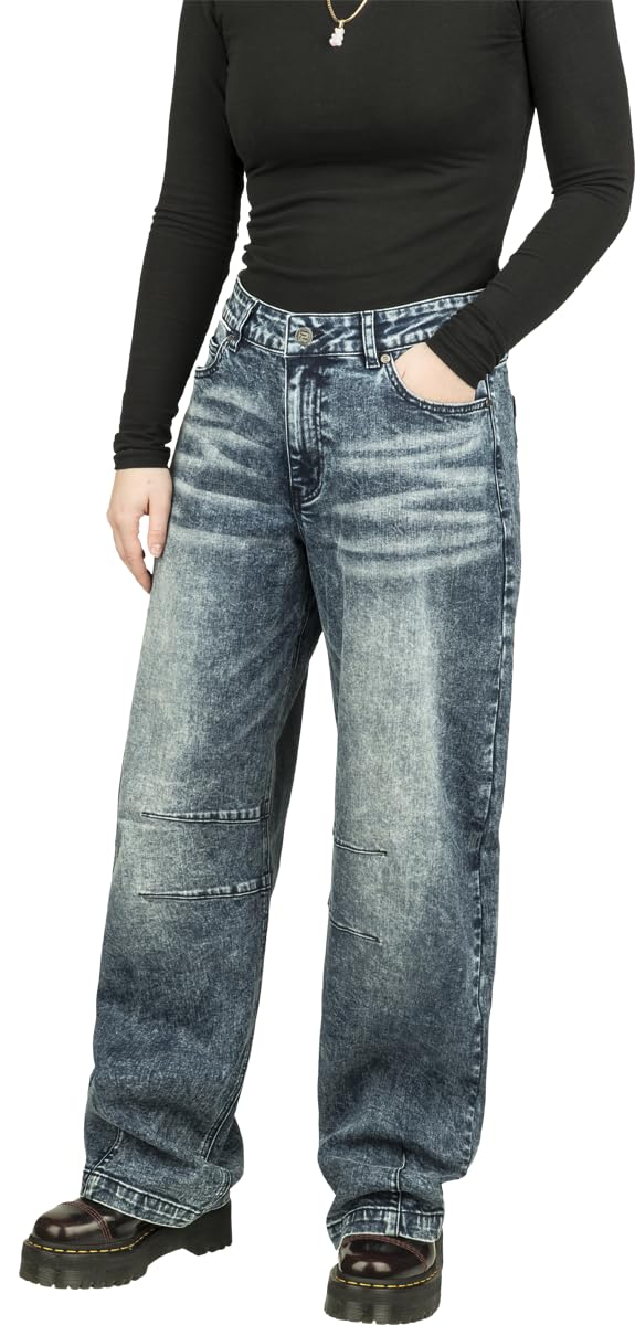 red-by-emp-hosen-damen-jeans-blau-barrel-fit-30w-32l-stickerei image 1