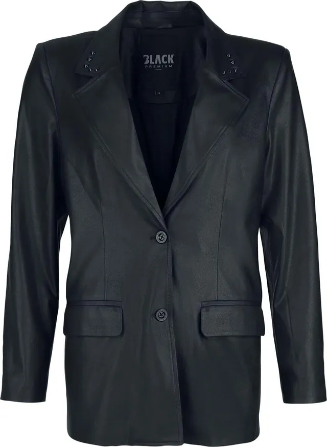 black-premium-by-emp-essential-blazer-damen-schwarz-kunstleder-m image 1
