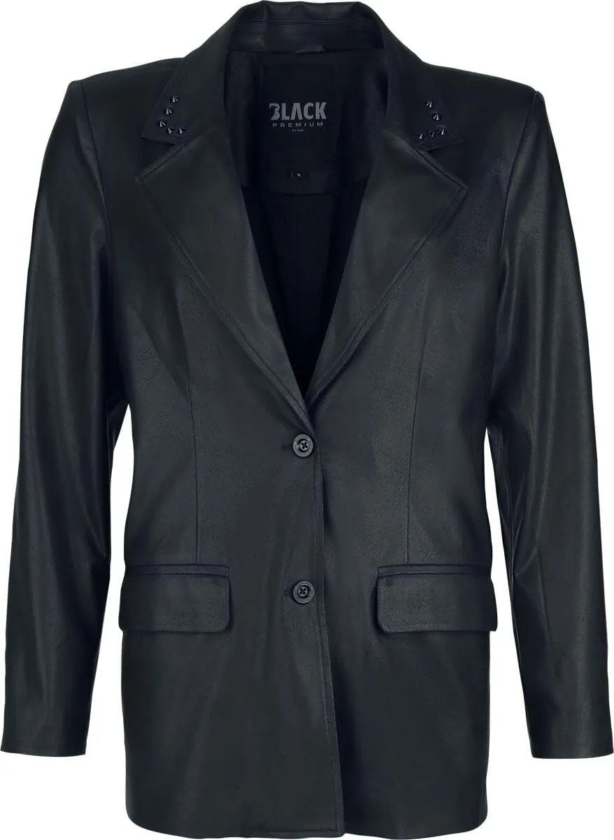 black-premium-by-emp-essential-blazer-damen-schwarz-kunstleder-m image 1