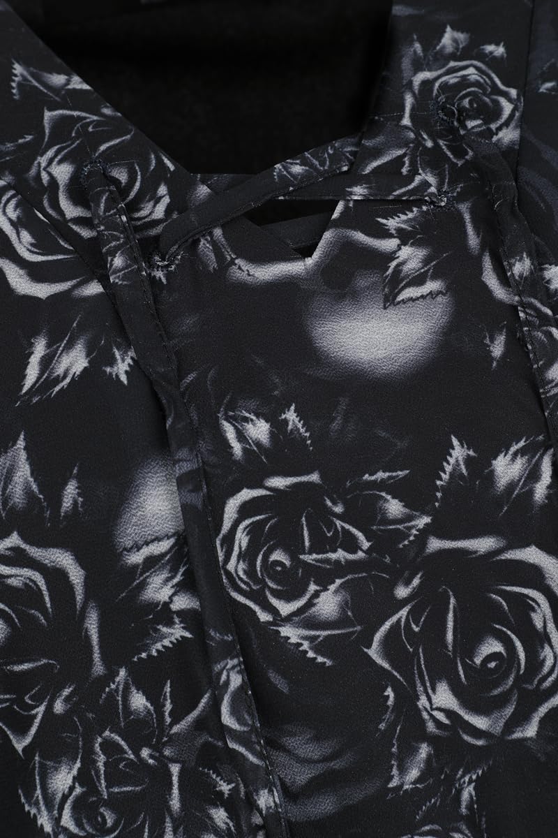 black-premium-by-emp-damen-kleid-schwarz-skull-roses-allover image 4