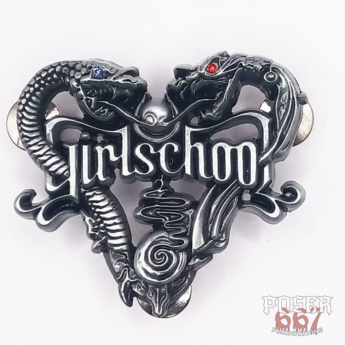 girlschool-snakes-n-flowers-3d-pin-anstecker-5-cm-silber image 1