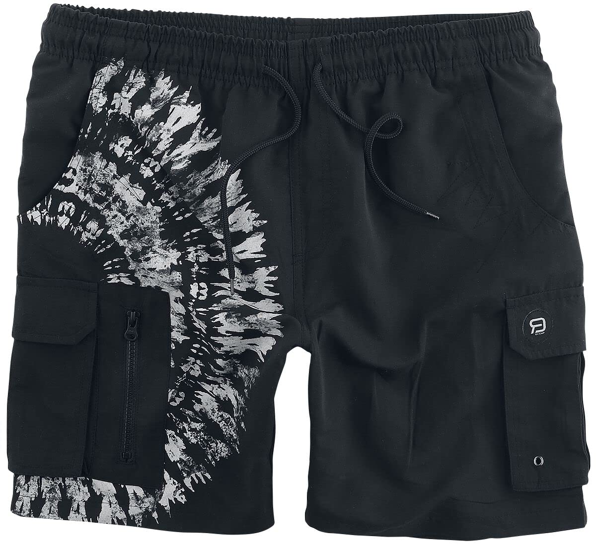 red-by-emp-bademode-herren-badeshorts-schwarz-batik-motiv image 1