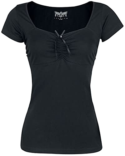 black-premium-by-emp-damen-t-shirt-schwarz-mit-raffungen image 8
