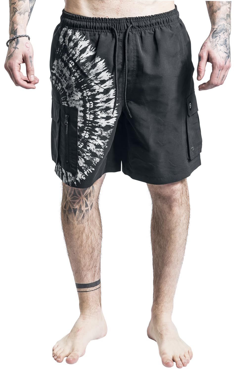 red-by-emp-bademode-herren-badeshorts-schwarz-batik-motiv image 3