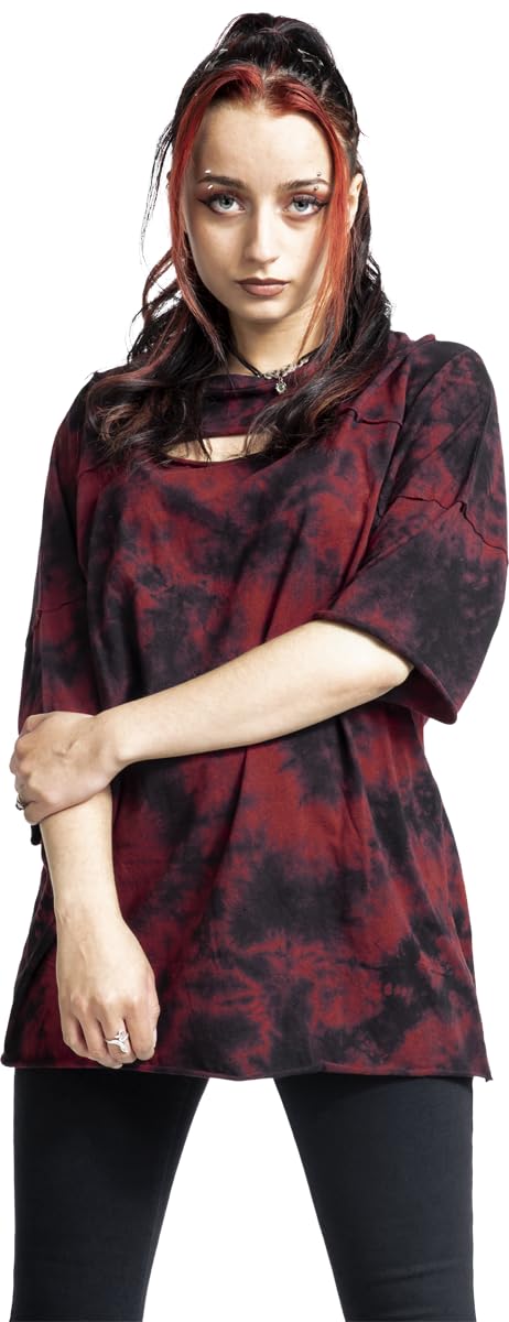 black-premium-by-emp-t-shirt-cut-out-schwarz-rot-damen image 4