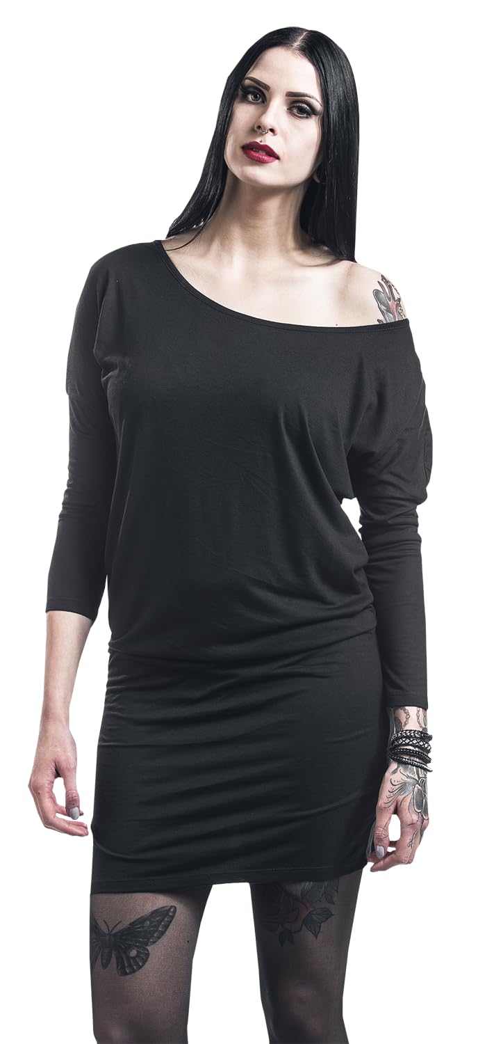 black-premium-by-emp-schwarzes-langarm-kleid-schulter-m image 5