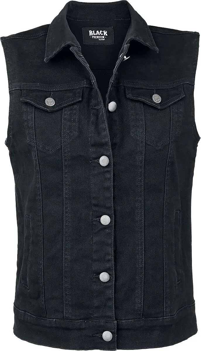 black-premium-by-emp-jeansweste-schwarz-rmellos-damen image 1