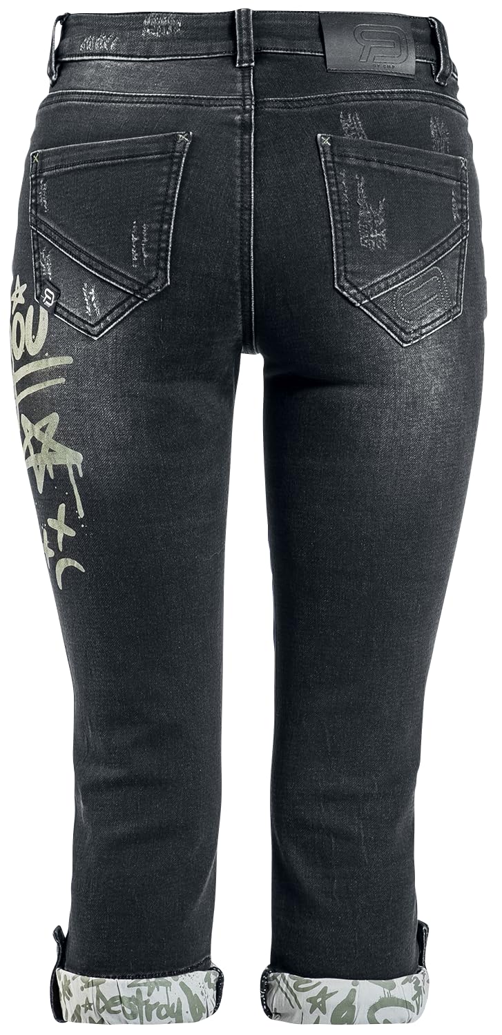 red-by-emp-3-4-jeans-damen-dunkelgrau-graffiti image 3
