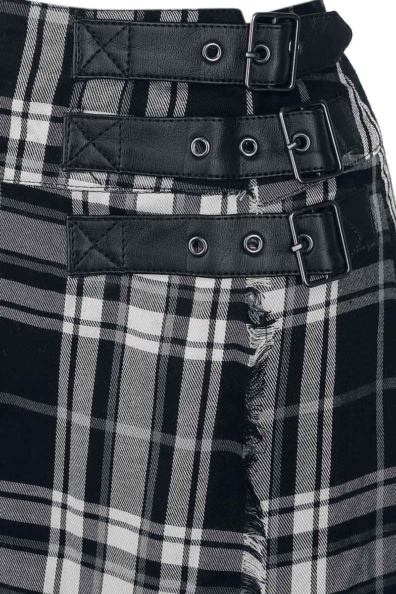 black-premium-kilt-damen-rock-kariert-schwarz-grau-kurz image 4