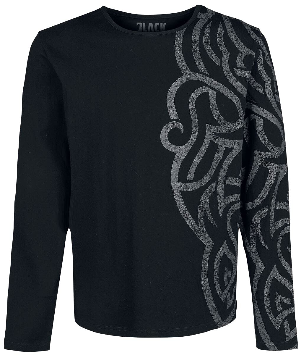 black-premium-by-emp-langarmshirt-schwarz-ornament-herren-gr-l image 1