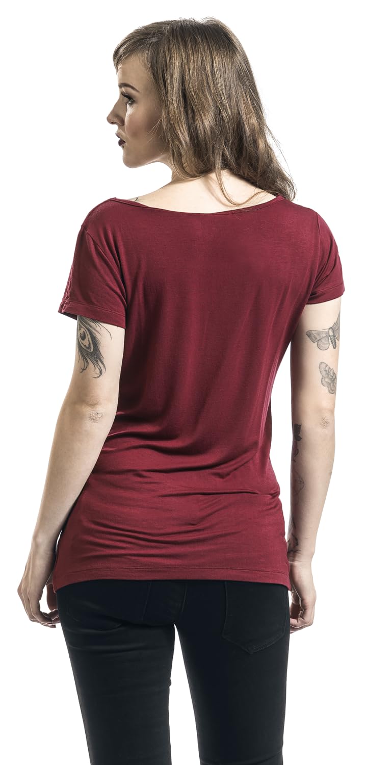 black-premium-by-emp-damen-t-shirt-bordeaux-wasserfall-m image 6