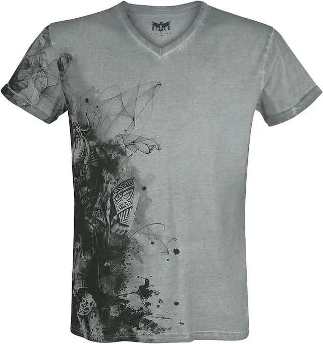 black-premium-t-shirt-hellgrau-mit-print-basic-herren image 1