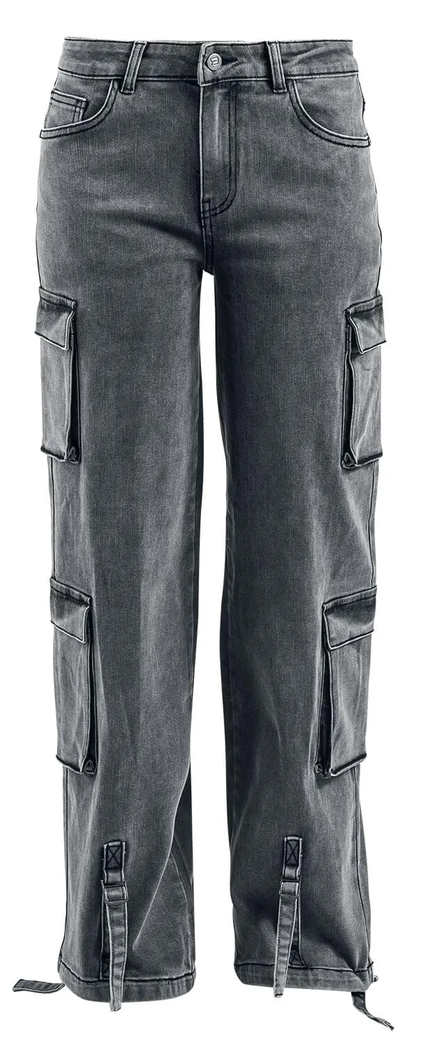 red-by-emp-cargohose-damen-grau-g-rtelschlaufen-taschen image 1