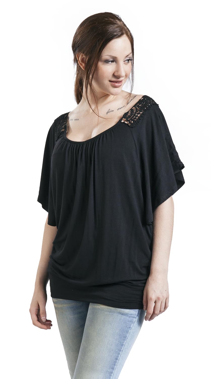 black-premium-by-emp-t-shirt-spitze-damen-schwarz-locker image 3