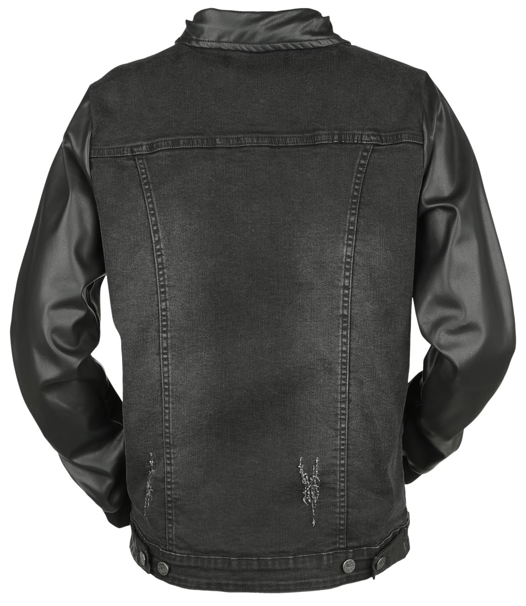 black-premium-by-emp-jeansjacke-schwarz-damen-kunstleder-details image 3