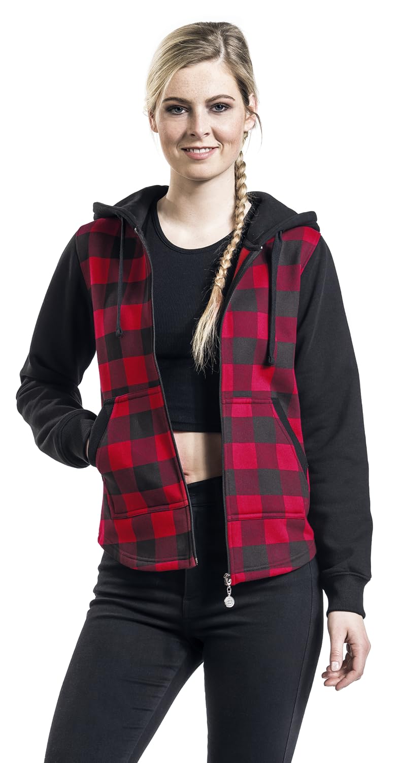 red-by-emp-kapuzenjacke-karo-schwarz-rot-gr-m image 2