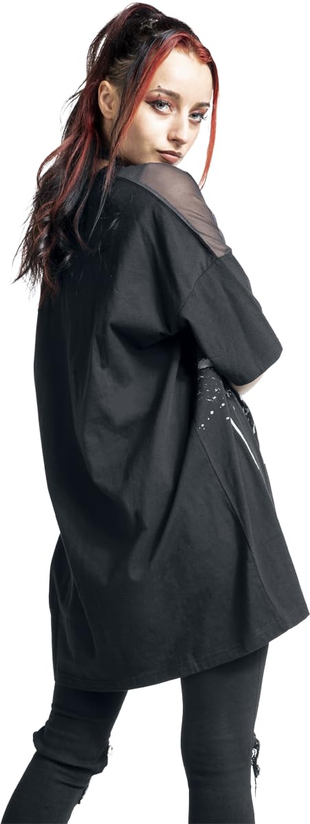 black-premium-by-emp-t-shirt-damen-oversized-mesh-schwarz image 5