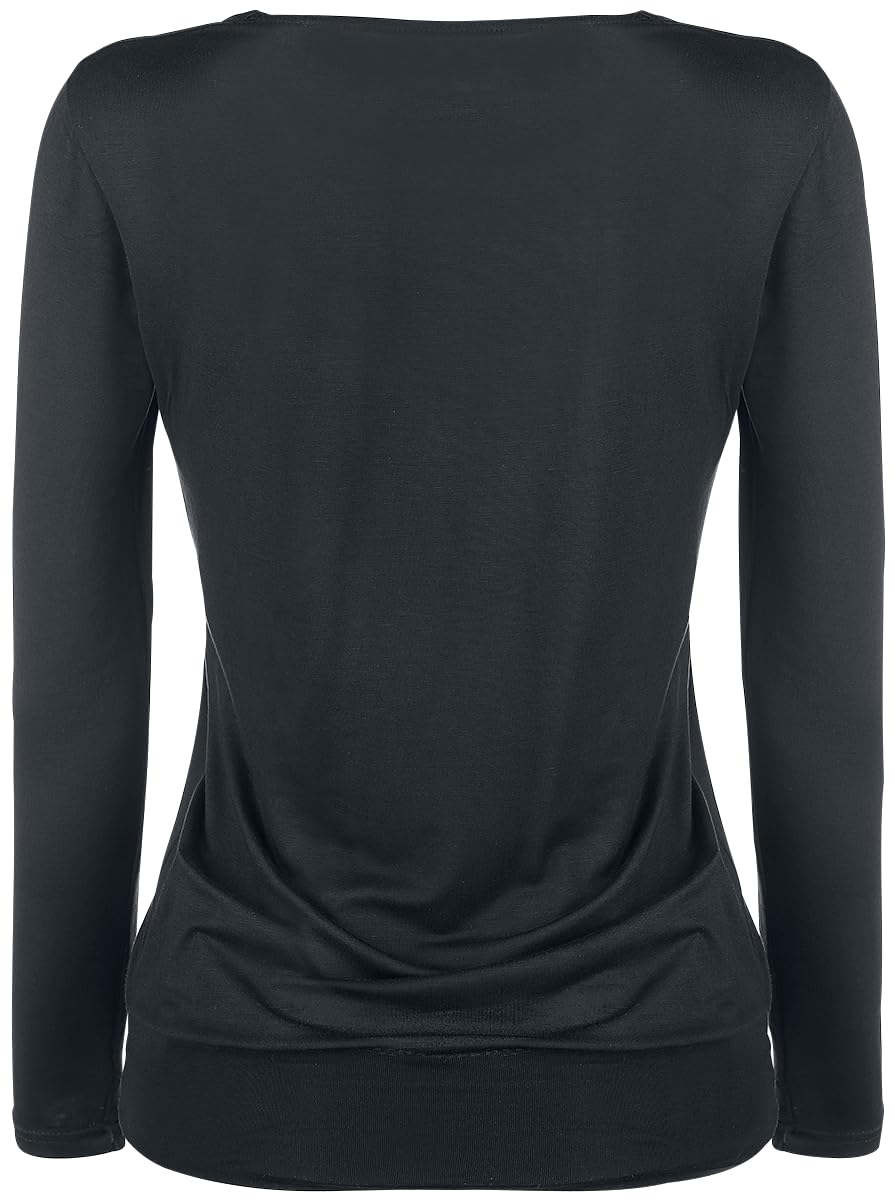 black-premium-by-emp-langarmshirt-damen-schwarz-mit-raffung-gr-l image 2