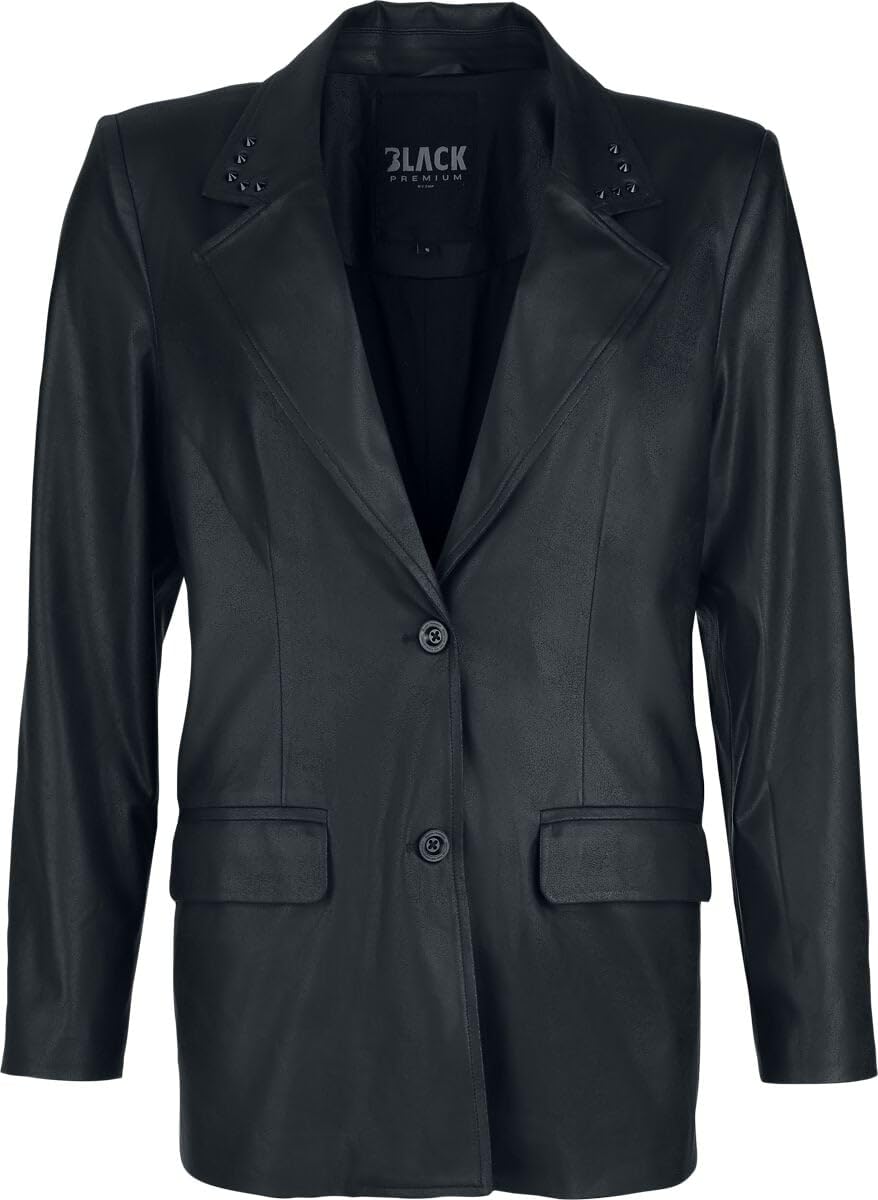black-premium-by-emp-essential-blazer-damen-schwarz-kunstleder-m image 1