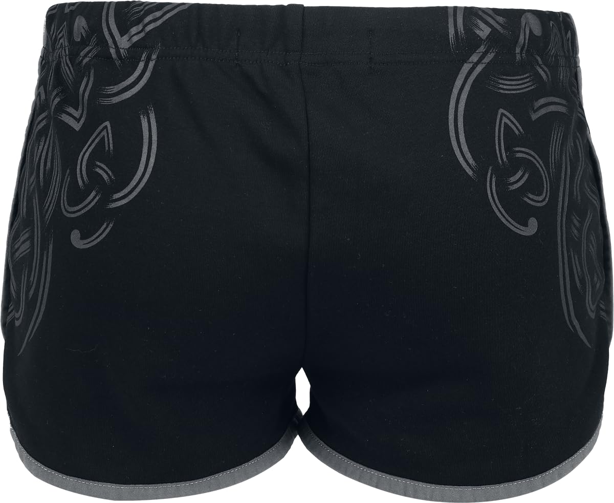 black-premium-damen-shorts-schwarz-knot-print image 3