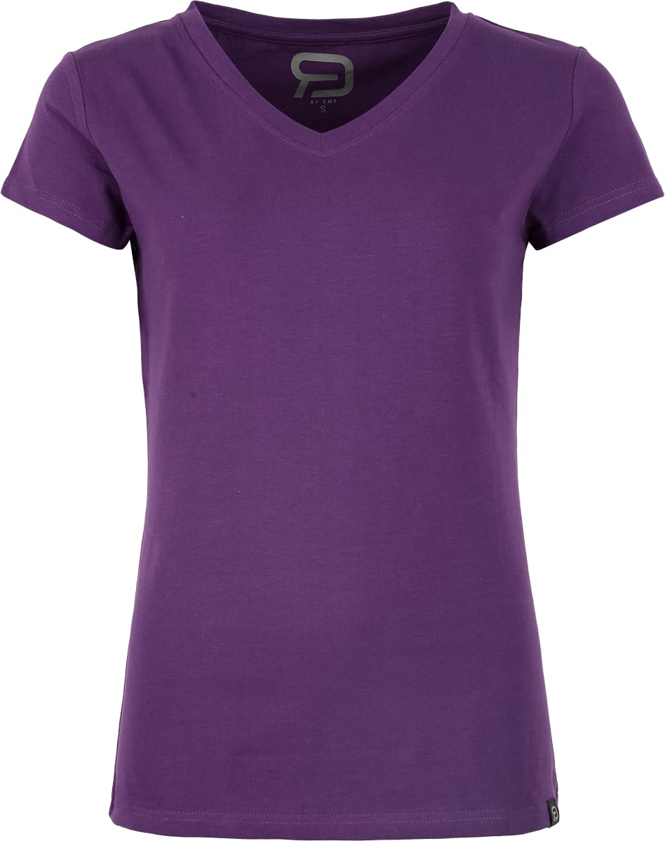 red-by-emp-damen-basic-t-shirt-schwarz-lila-v-ausschnitt image 5
