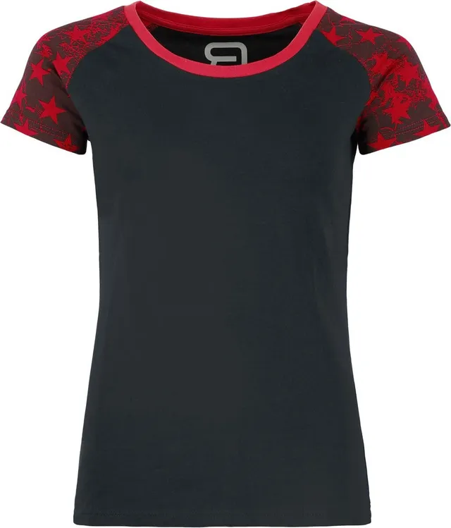 red-by-emp-t-shirts-damen-t-shirt-raglan-schwarz-rot-l image 1