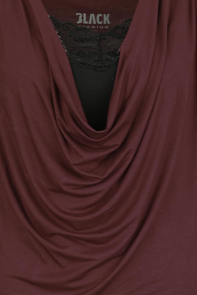 black-premium-by-emp-damen-2-in-1-t-shirt-bordeaux-top-schwarz image 5