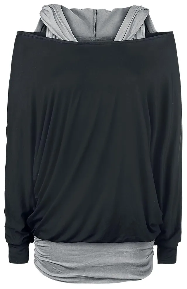 black-premium-langarmshirt-damen-schwarz-double-layer-m image 1