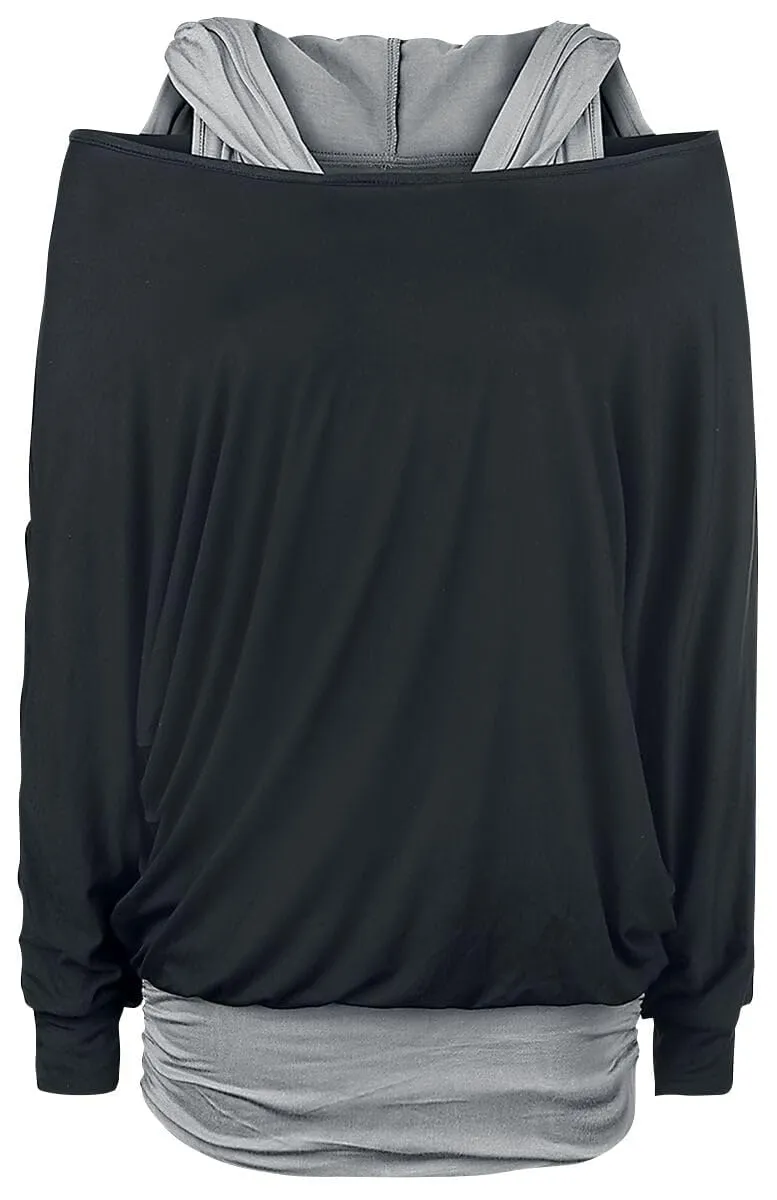 black-premium-langarmshirt-damen-schwarz-double-layer-m image 1