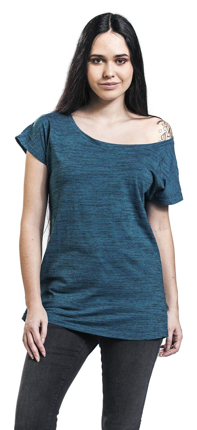 black-premium-by-emp-damen-t-shirt-blau-melange-gr-e-m image 4