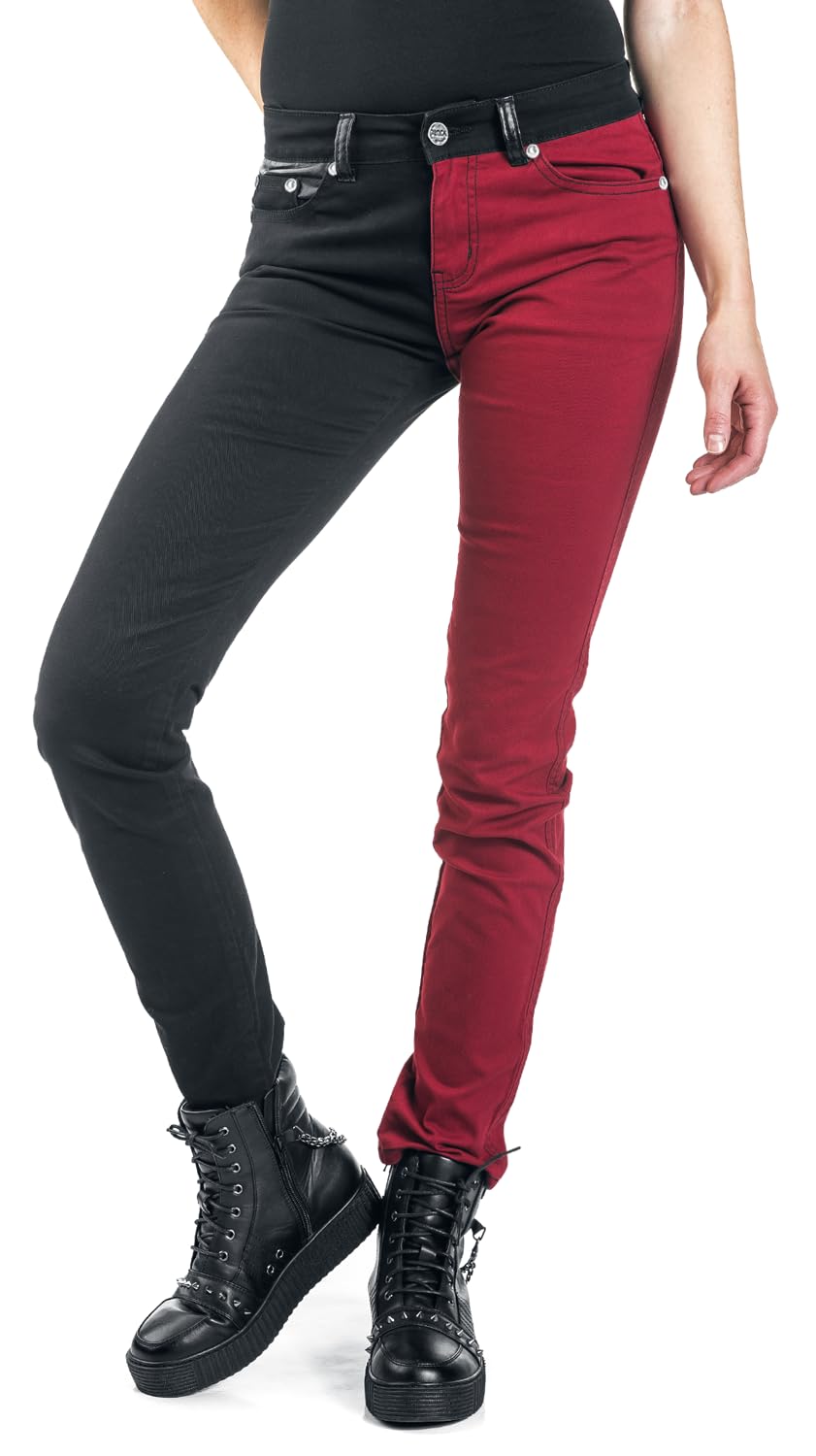 black-premium-by-emp-damen-stoffhose-schwarz-rot-31w-34l-slim image 2