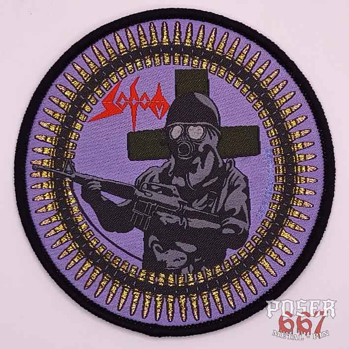 sodom-persecution-mania-patch-rund-violetter-rand-9-cm image 1