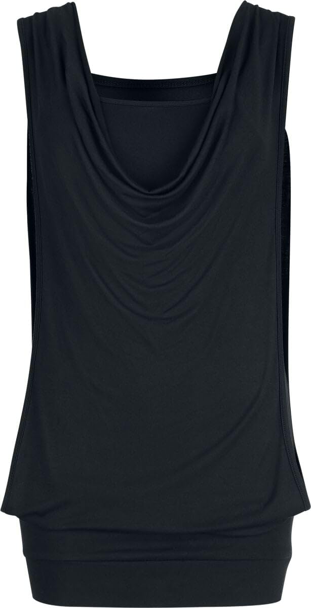 black-premium-by-emp-top-damen-double-layer-wasserfallausschnitt image 1
