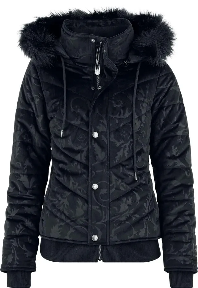 black-premium-by-emp-winterjacke-damen-schwarz-kapuze-m image 1