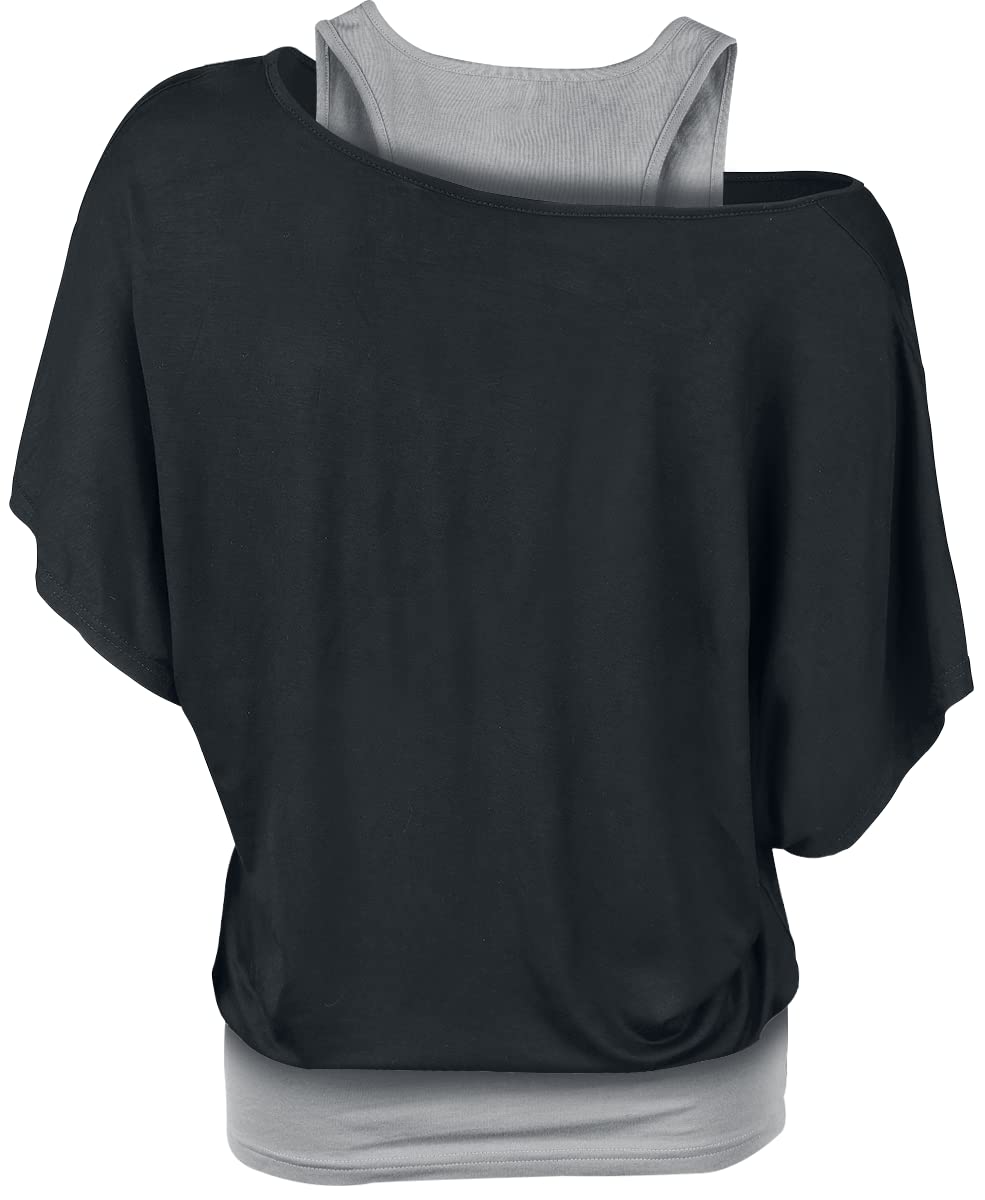 black-premium-by-emp-t-shirt-damen-m-double-layer-grau image 3
