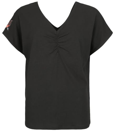 black-premium-by-emp-graues-t-shirt-v-ausschnitt-raffung-damen-s image 6