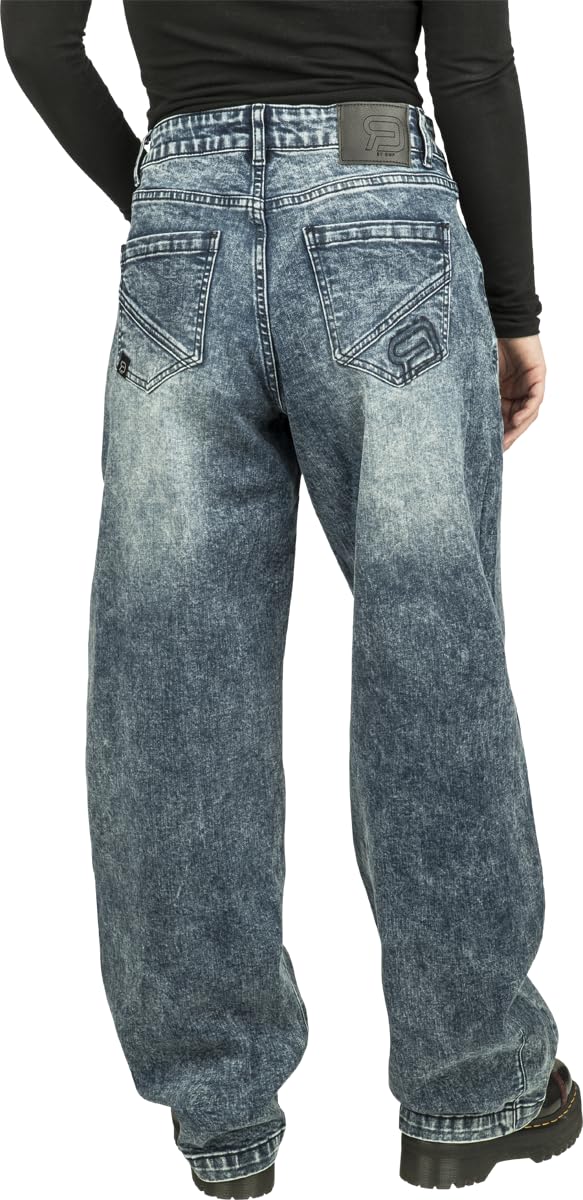 red-by-emp-hosen-damen-jeans-blau-barrel-fit-30w-32l-stickerei image 4