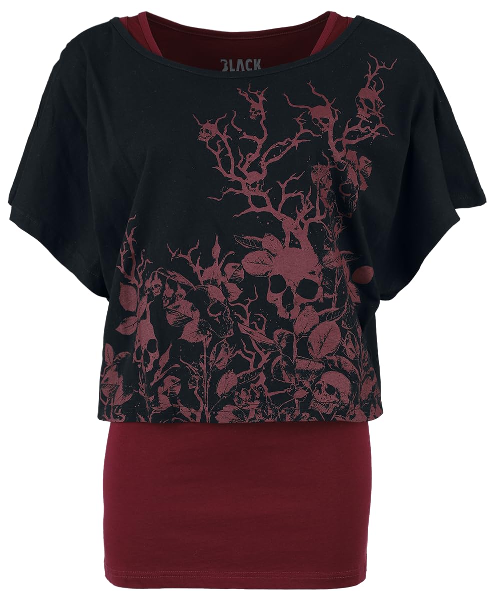 black-premium-by-emp-damen-doppelpack-top-t-shirt-schwarz-bordeaux image 4