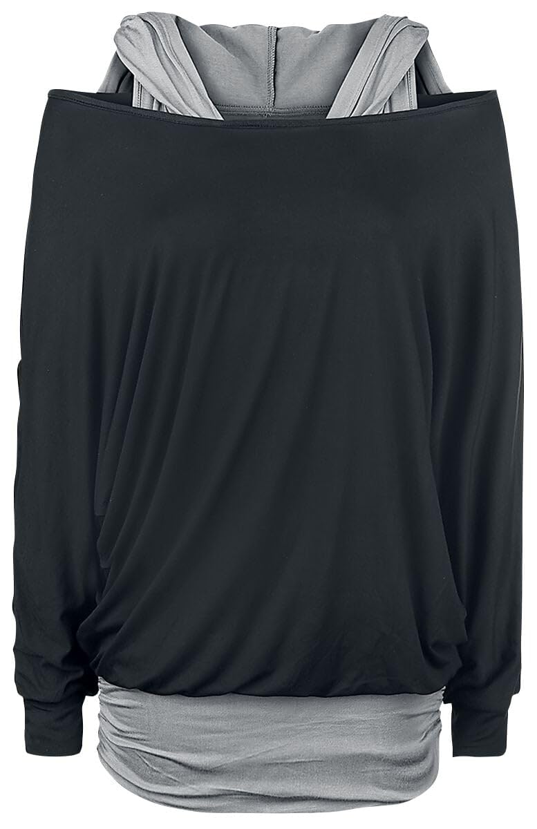 black-premium-langarmshirt-damen-schwarz-double-layer-m image 1