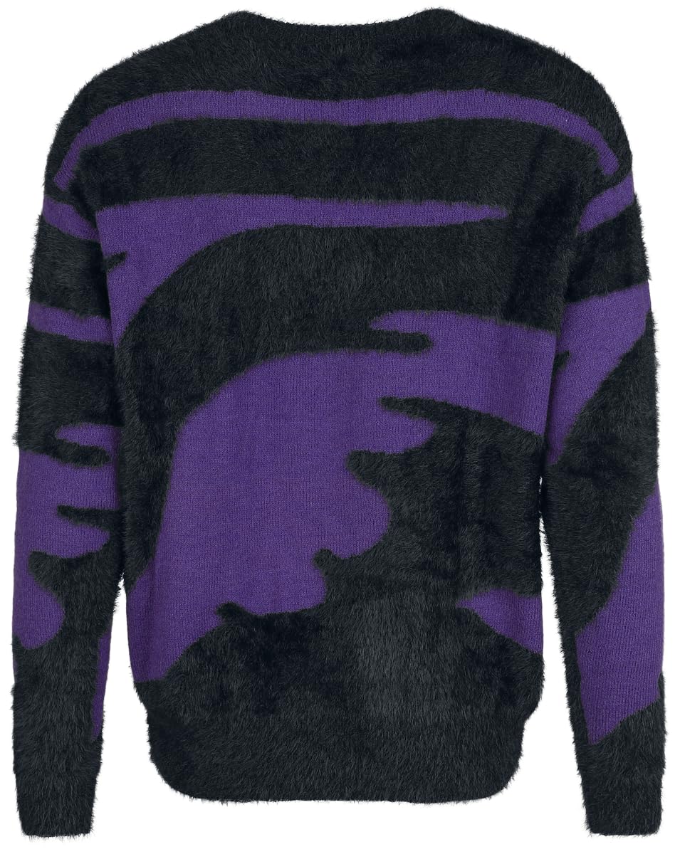 red-by-emp-strickpullover-damen-streifen-schwarz-lila-gr-l-pulli image 4