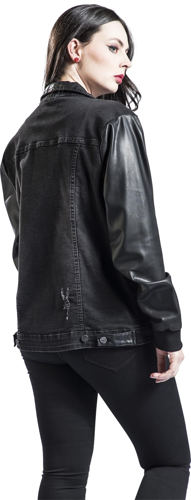 black-premium-by-emp-jeansjacke-schwarz-damen-kunstleder-details image 7