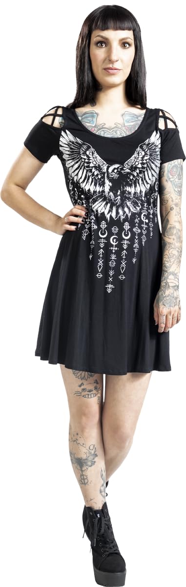 black-premium-by-emp-damen-kleid-schwarz-raben-print-gr-s image 2