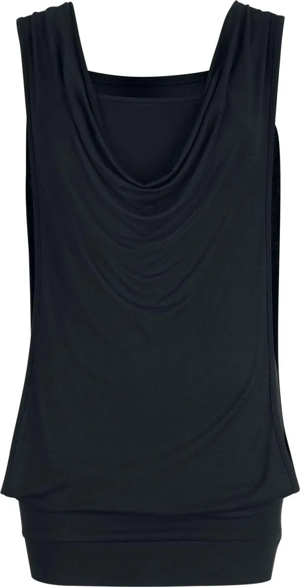 black-premium-by-emp-top-damen-double-layer-wasserfallausschnitt image 1