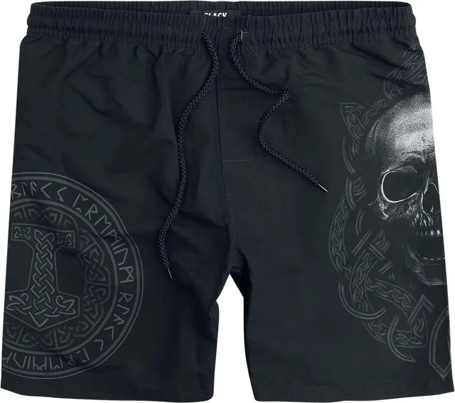 black-premium-by-emp-herren-badeshorts-schwarz-skull-runen image 1