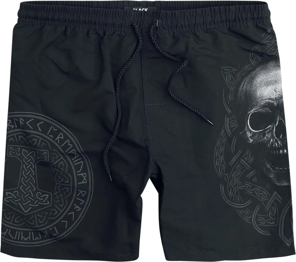 black-premium-by-emp-herren-badeshorts-schwarz-skull-runen image 1